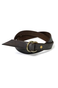 【ラスト1点】LEATHER RING BELT - NARROW [GRAY] | リングベルト / ネイビーグレー
