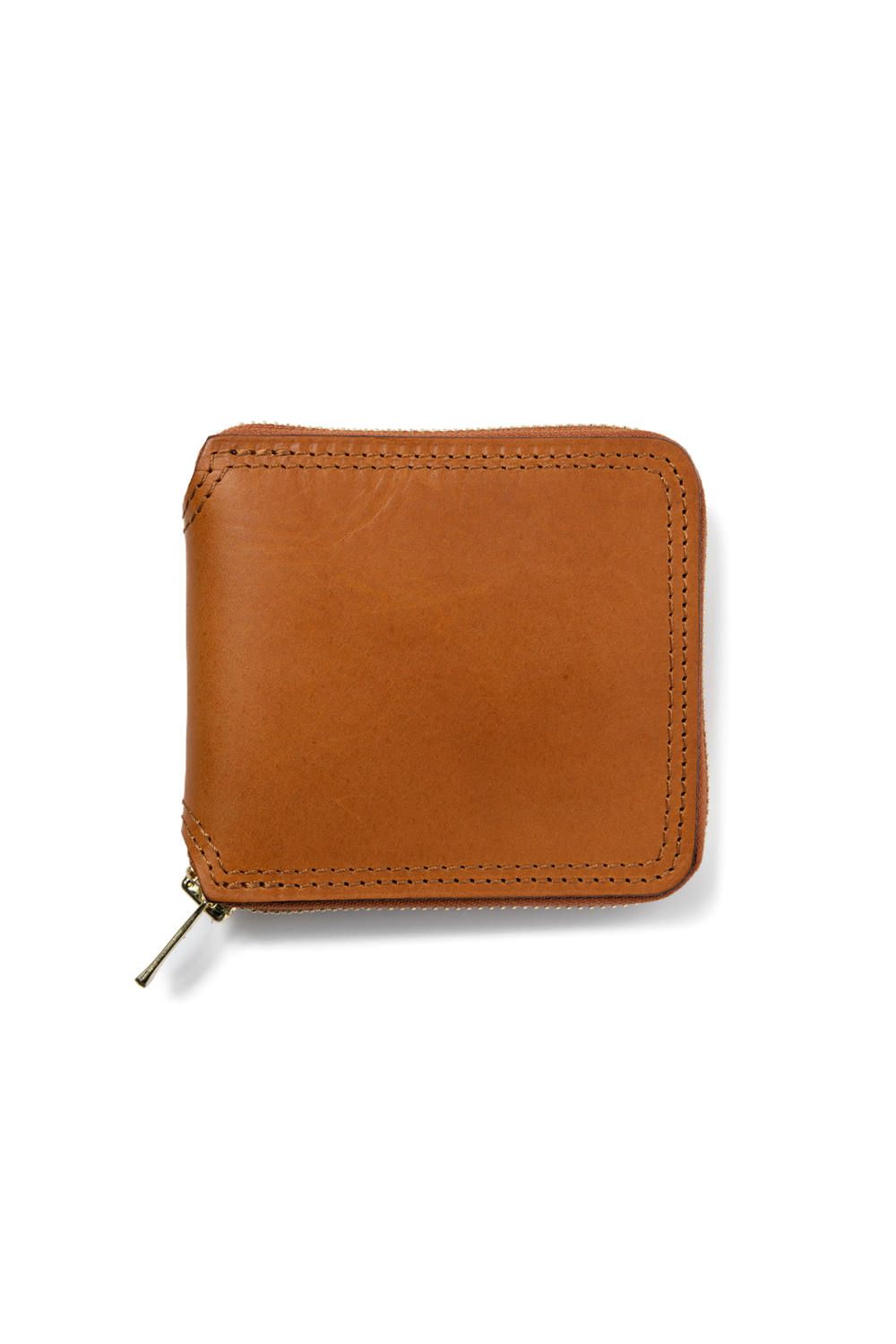 LEATHER VOYAGE ROUND ZIP SHORT WALLET [MEAL] | ショートウォレット (ラウンドジップ) / キャメル