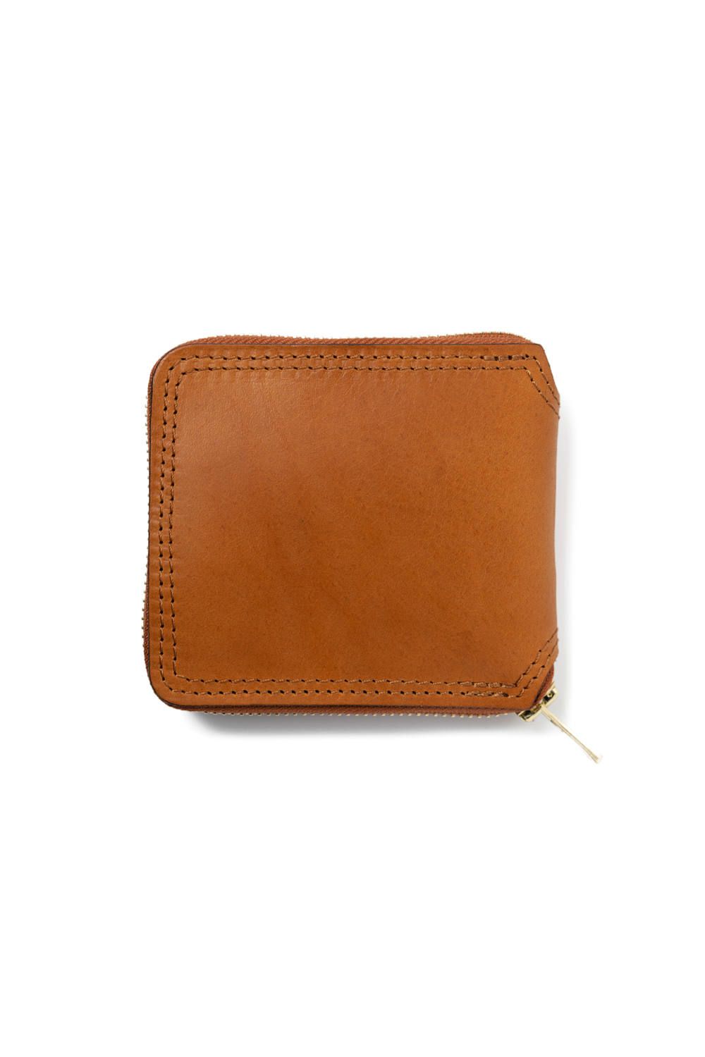 LEATHER VOYAGE ROUND ZIP SHORT WALLET [MEAL] | ショートウォレット (ラウンドジップ) / キャメル