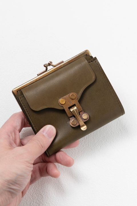 LEATHER VOYAGE PURSE WALLET [VERDE] | パースウォレット (二つ折り・がま口) / オリーブ