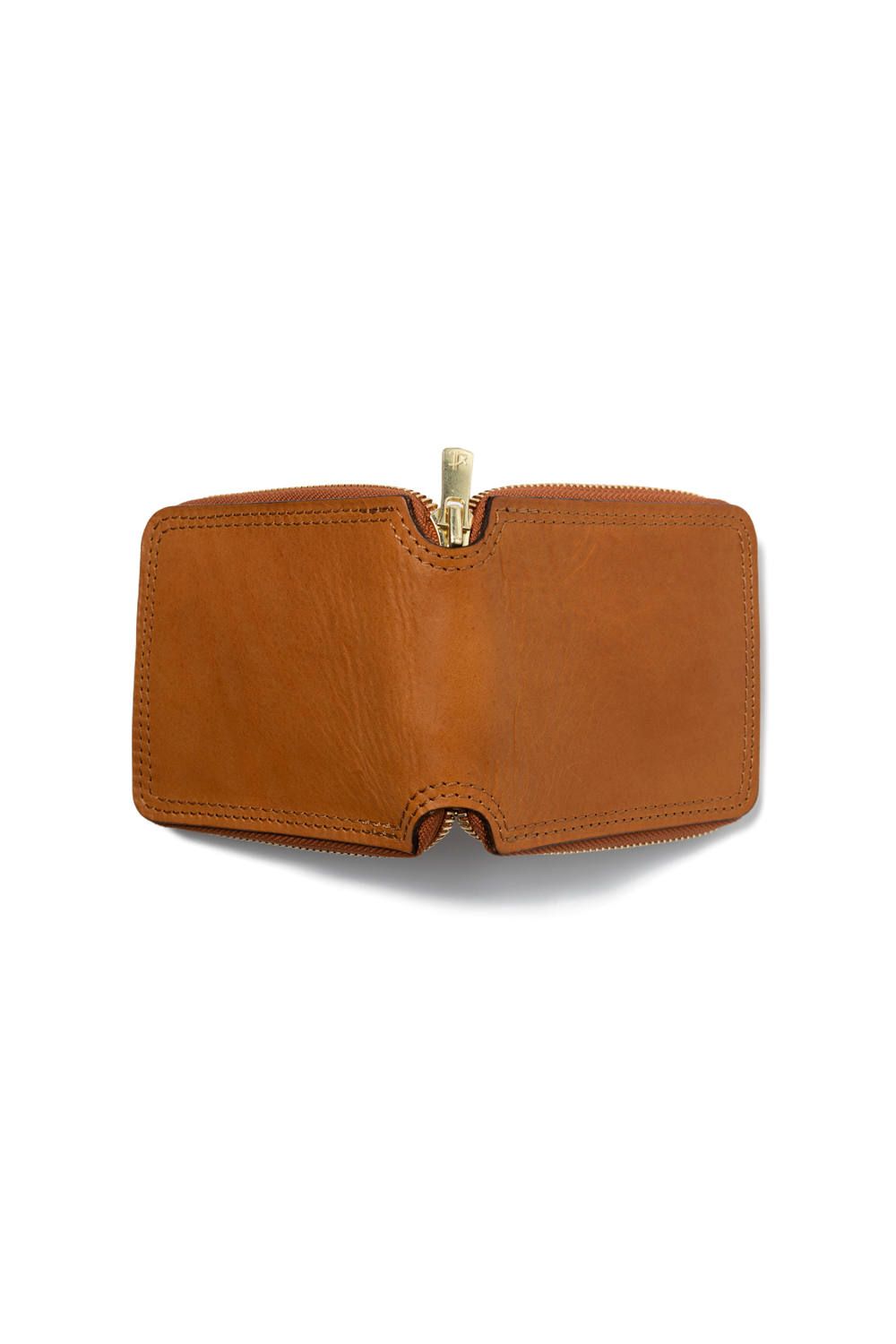 LEATHER VOYAGE ROUND ZIP SHORT WALLET [MEAL] | ショートウォレット (ラウンドジップ) / キャメル