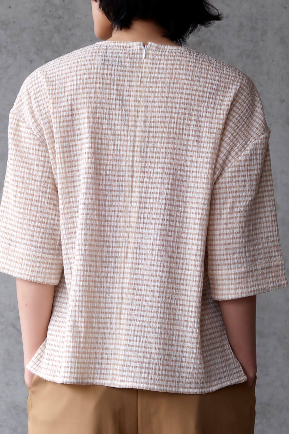 【20SS】BOXY T-SHIRT - ボクシーTシャツ [BEIGE WHITE CHECK]