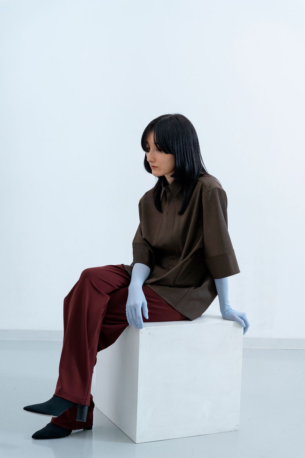 【ラスト1点 / 25SS】Tri Front Shirt [black] - トライフロントシャツ [ブラック] / SS25SH04