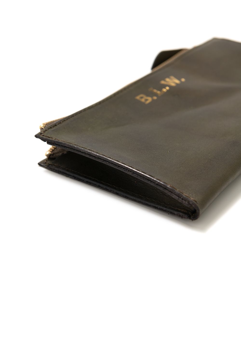 【25SS】LEATHER WANDER POUCH【B.L.W.】/ OLIVE | マチ付きレザーポーチ / オリーブ
