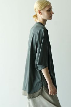 【25SS】two slit t-shirt [DEEP KHAKI×OLIVE]｜重ねスリットtシャツ / vu-cut-004