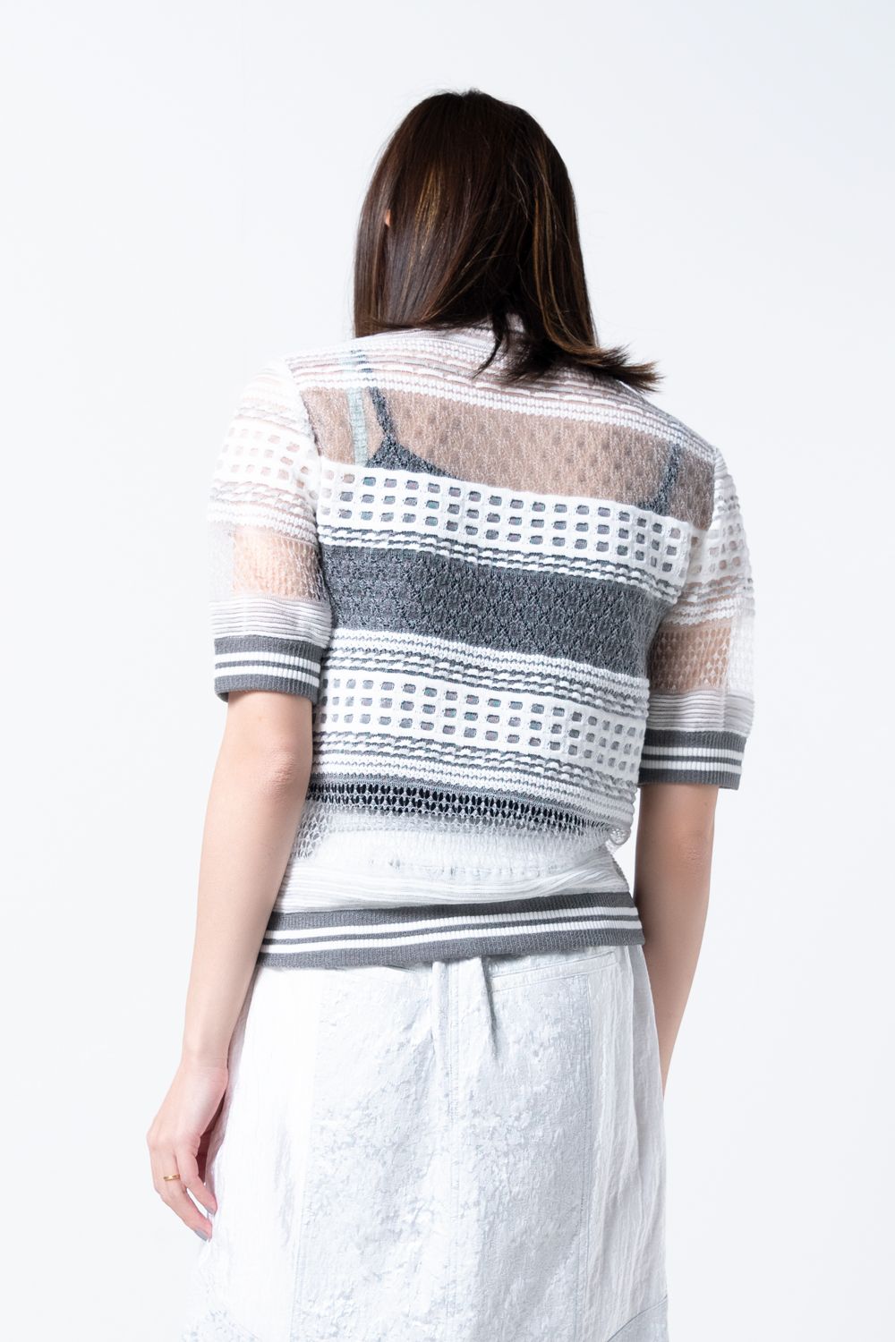 AOIWANAKA - 【24SS】ハーフスリーブニット [White,Purple,Black