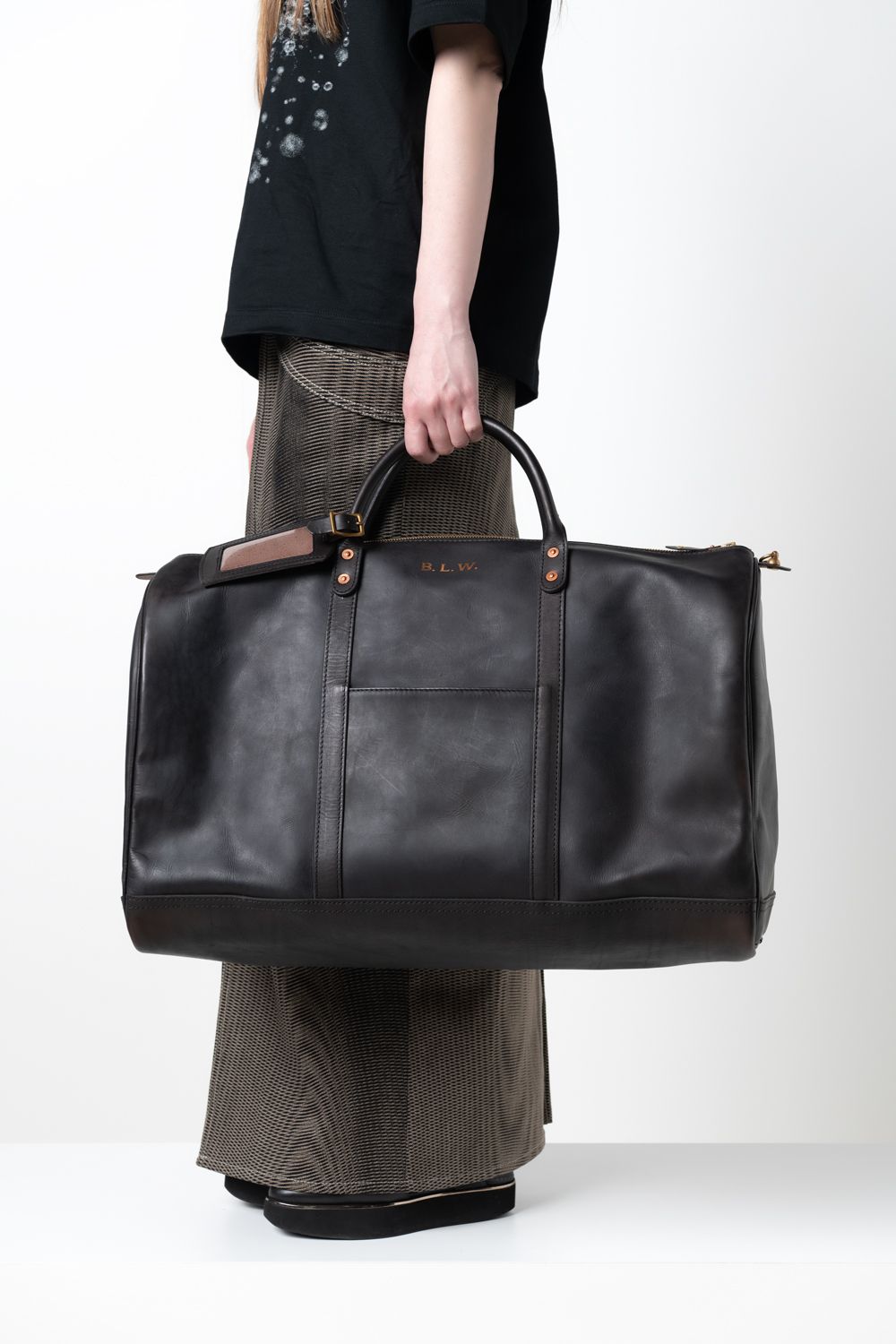 【ラスト1点 / 26SS】LEATHER TRAVEL BOSTON BAG [BLACK] | レザーボストンバッグ / ブラック