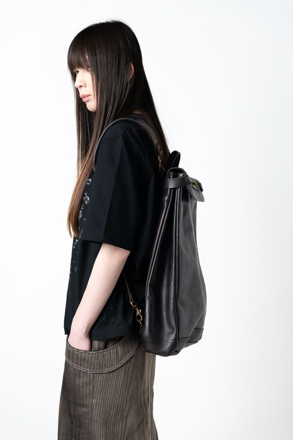 【ラスト1点 / 26SS】LEATHER VOYOGE 2WAY RUCKSACK [BLACK] / レザーリュックサック (2WAY) [ブラック]