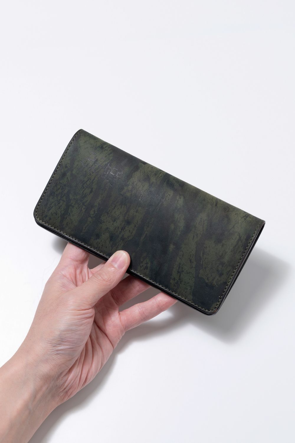 LEATHER GARRISON LONG WALLET [BACKSKIN-ARMY GREEN] TypeA | シェルコードバン ロングウォレット / バックスキン アーミーグリーン