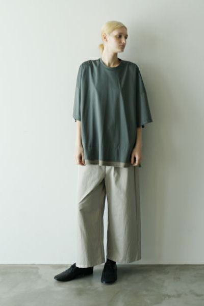 【25SS】two slit t-shirt [DEEP KHAKI×OLIVE]｜重ねスリットtシャツ / vu-cut-004