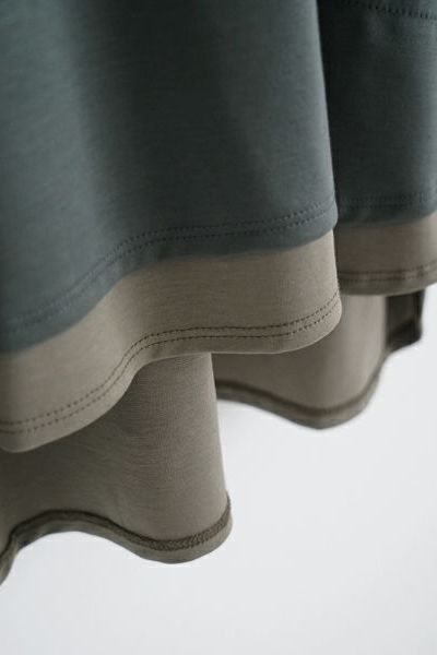【25SS】two slit t-shirt [DEEP KHAKI×OLIVE]｜重ねスリットtシャツ / vu-cut-004
