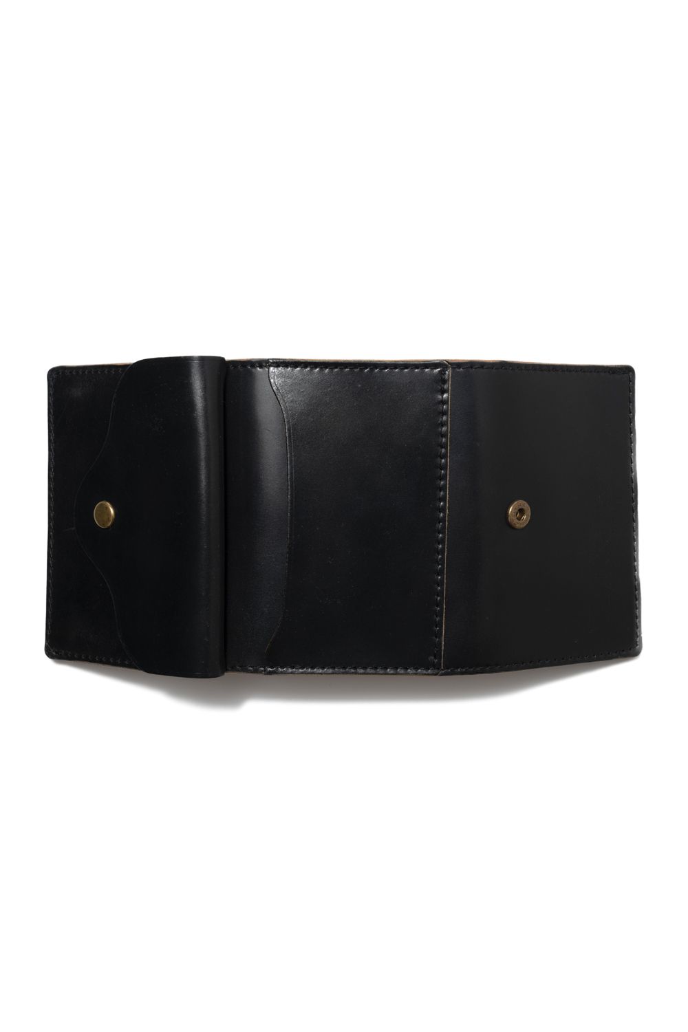 LEATHER GARRISON POCKET WALLET [BLACK] | シェルコードバン ポケットウォレット (三つ折り) / ブラック