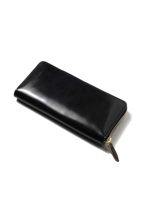 【ラスト1点】LEATHER GARRISON ROUND ZIP LONG WALLET [BLACK] | シェルコードバン ロングウォレット (ラウンドジップ) / ブラック