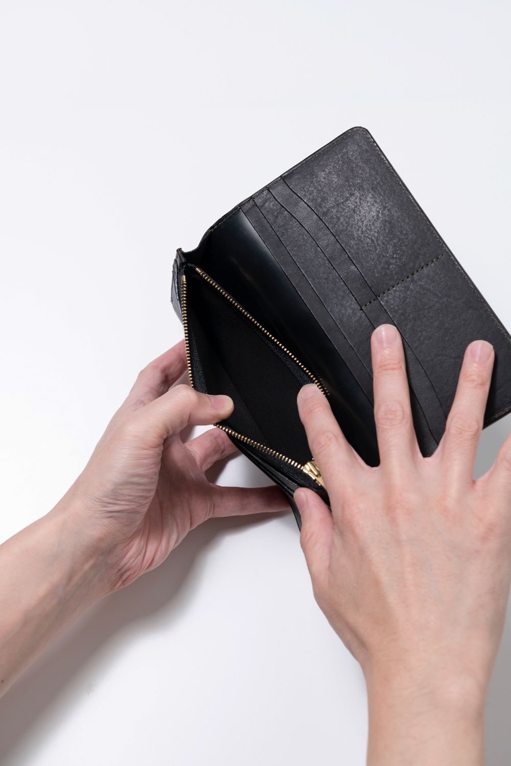 LEATHER GARRISON LONG WALLET [BACKSKIN-ARMY GREEN] TypeA | シェルコードバン ロングウォレット / バックスキン アーミーグリーン