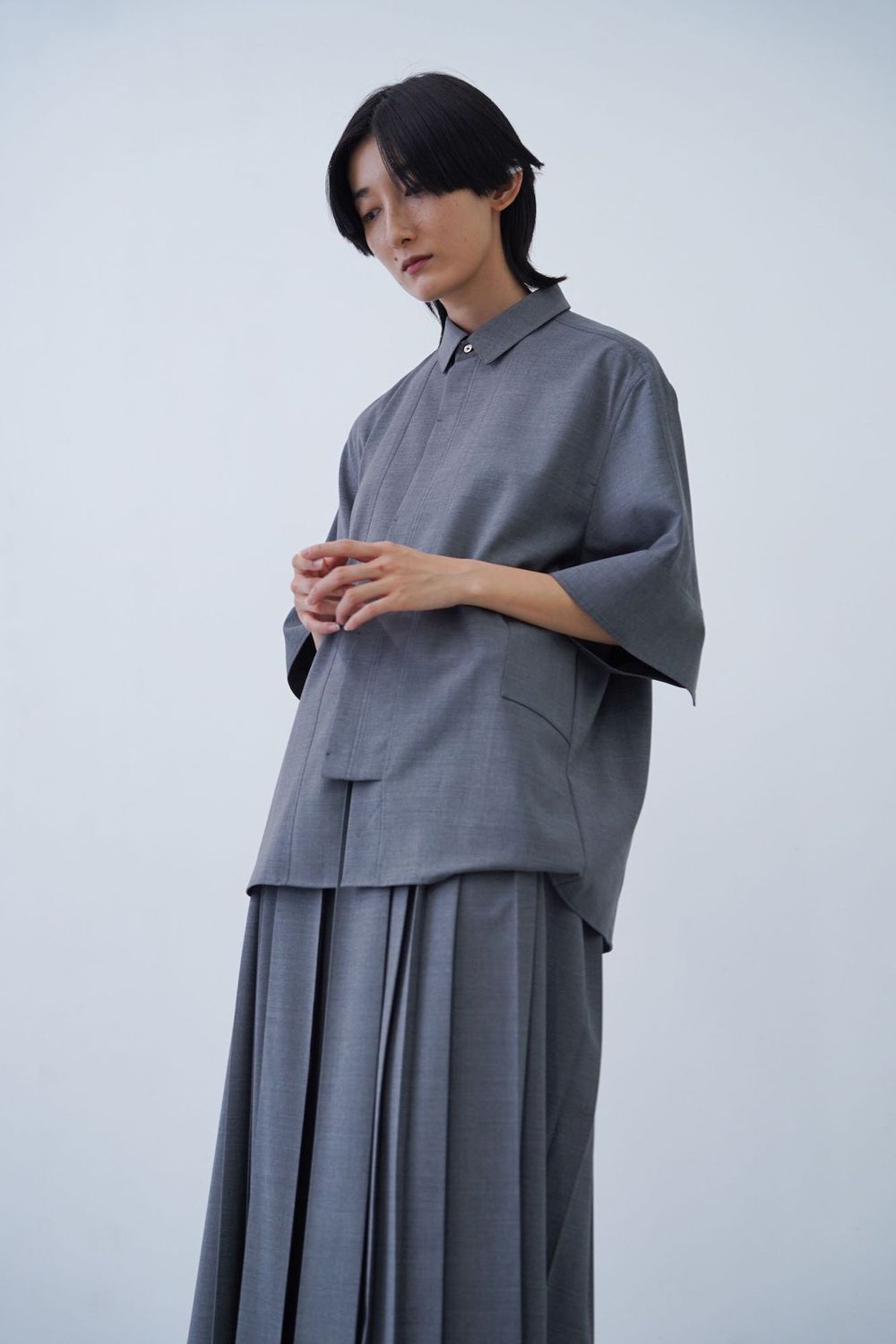 【24SS】Tri Front Shirt [grey] - トライフロントシャツ [グレー] / SS24SH04