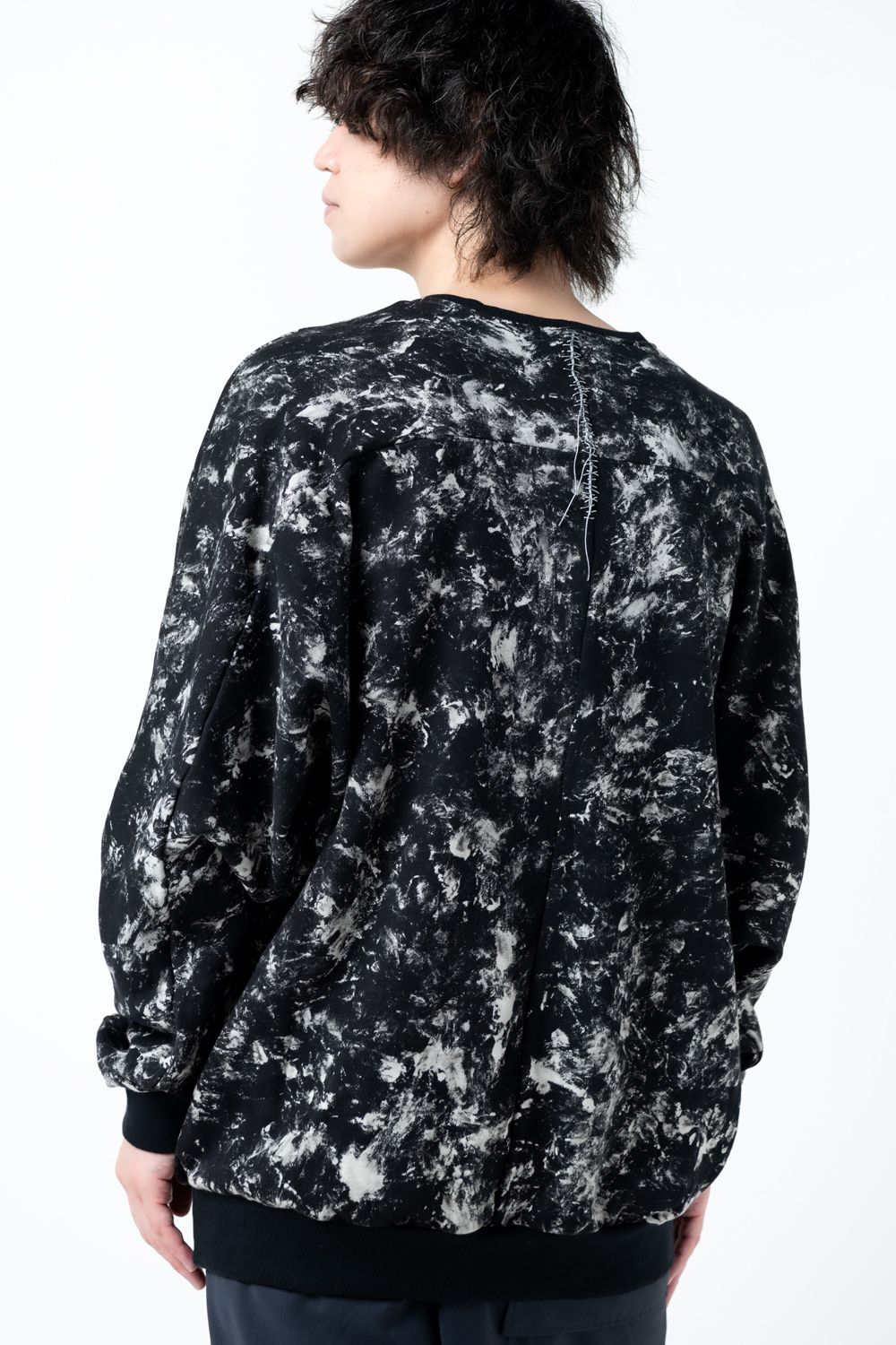 KMRii・ケムリ/Flake Discharged Dolman Top/BLK-