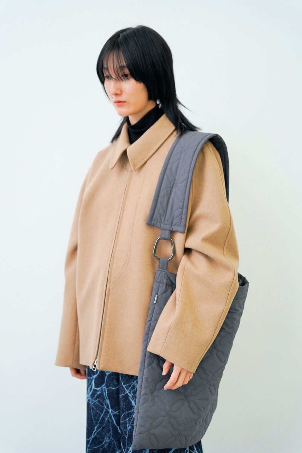 【24AW】Cell Quilt Bag [charcoal] - シェルキルトバッグ [チャコール] / AW24AC02