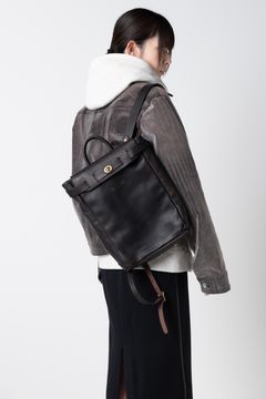 【ラスト1点 / 25SS】LEATHER VOYOGE 2WAY RUCKSACK -SMALL [BLACK]｜レザーリュックサック (2WAY) / ブラック