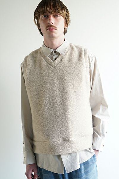 【24AW】boa v vest [OFF BEIGE] - ボアブイベスト [オフベージュ] / vu-cut-011