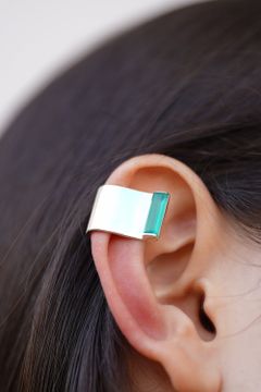 HEARING AID MINERAL [SILVER×Green Agate] / ヒアリングエイドミネラル [シルバー×グリーンアゲート] / SHUN OKUBO×HATRA イヤーカフ