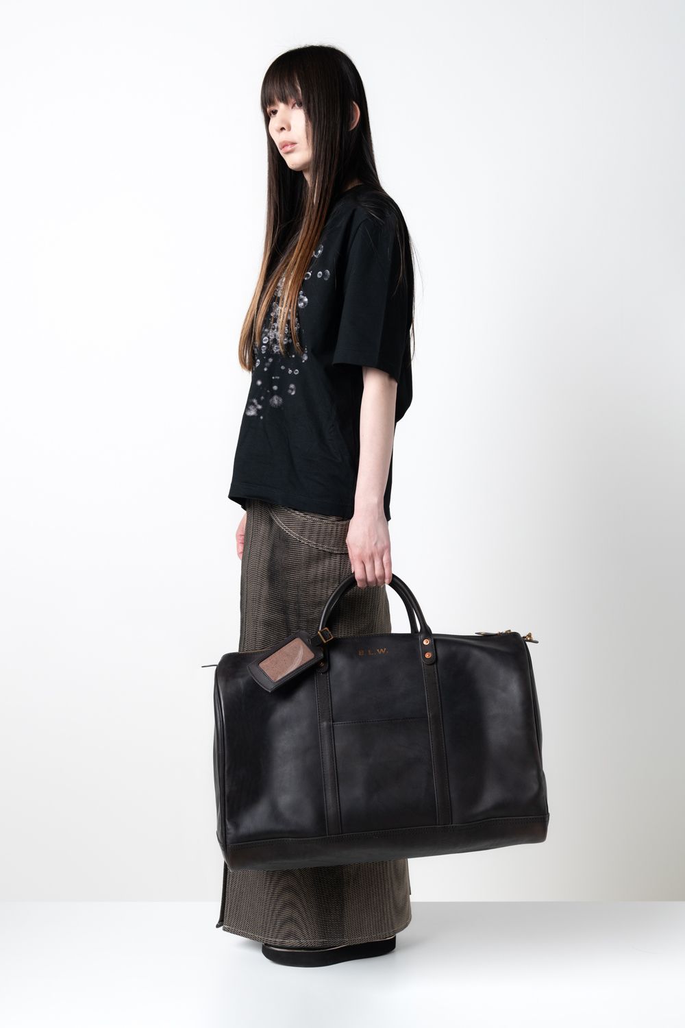【ラスト1点 / 26SS】LEATHER TRAVEL BOSTON BAG [BLACK] | レザーボストンバッグ / ブラック
