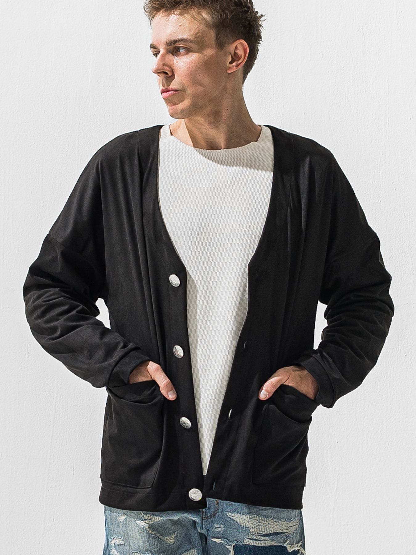 【予約品 9月6日(日) 締切】SUEDE CARDIGAN / スウェードカーディガン / ブラック