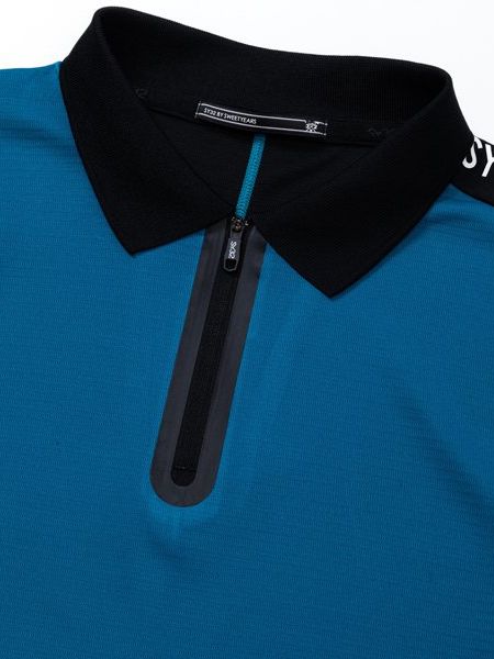 LASER ZIP UP POLO / ブルー