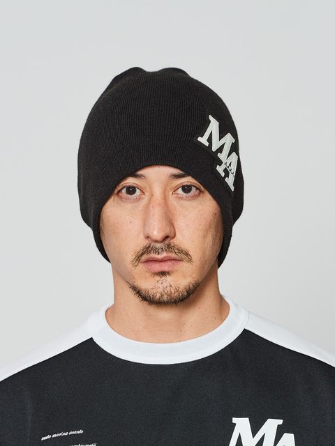 muta MA Logo Back Pool Knit Cap / ニットキャップ / ブラック 【Acanthus×muta】