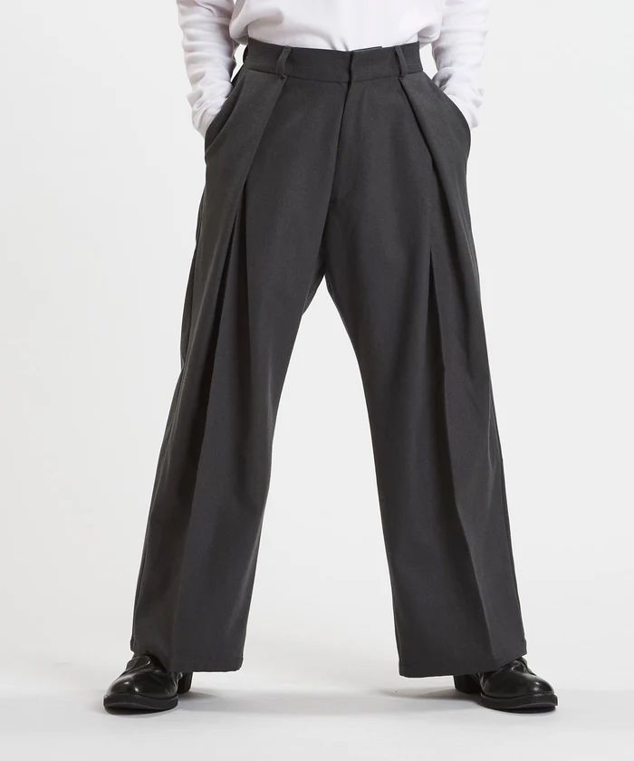 クロスタックワイドトラウザーズ グレー【NOID.】