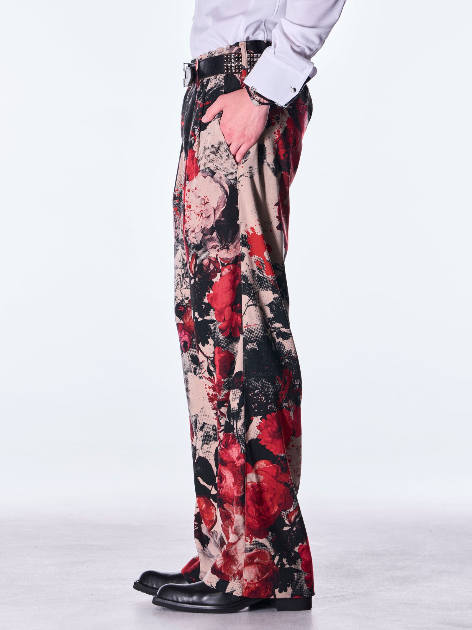 【予約品 6月29日(月) 締切】Beige Flora Wide Slacks / ワイドスラックス / ベージュ