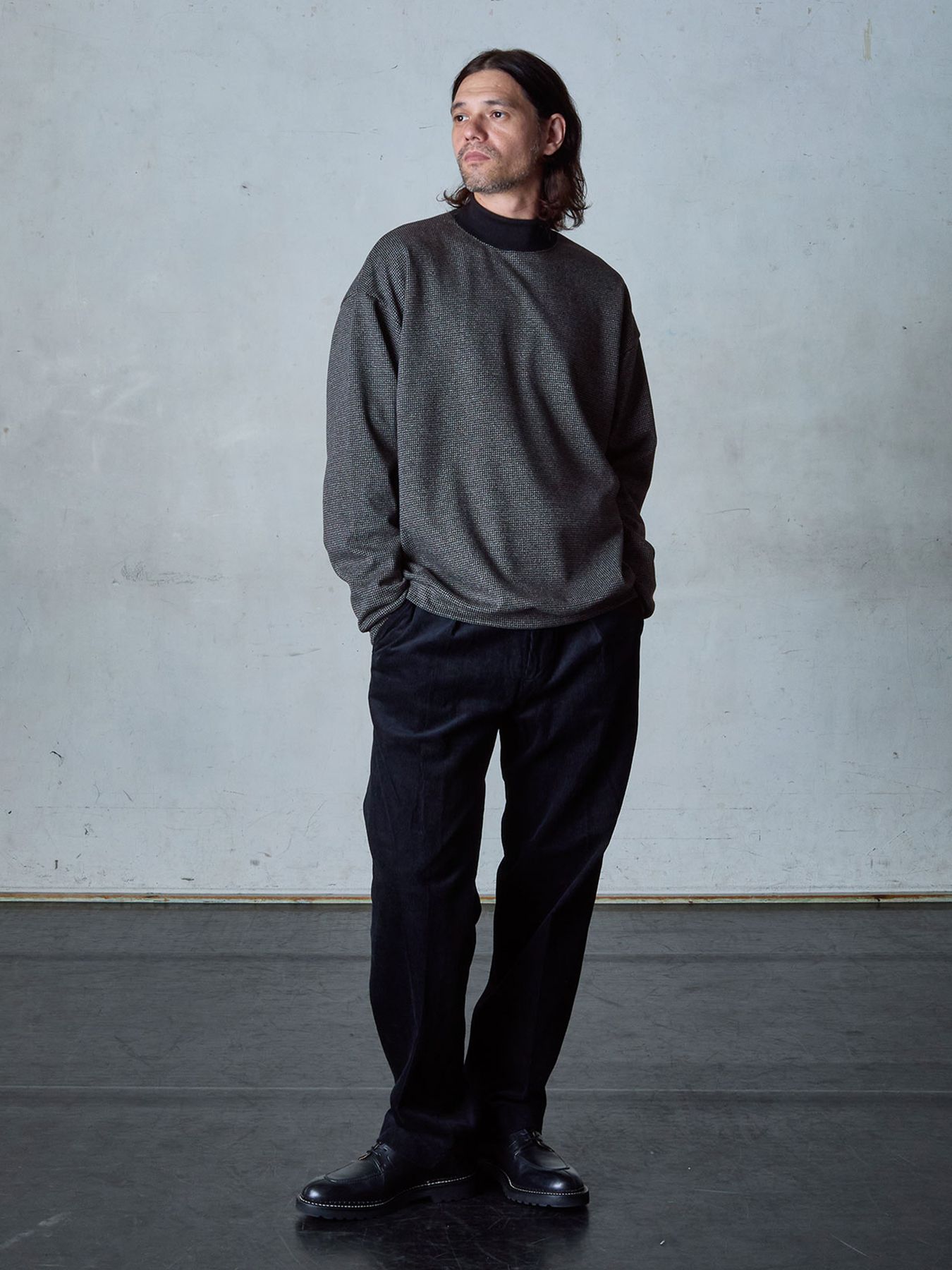 【予約品 7月5日(日) 締切】LUXEWEAVE / ハイネック / 千鳥グレー