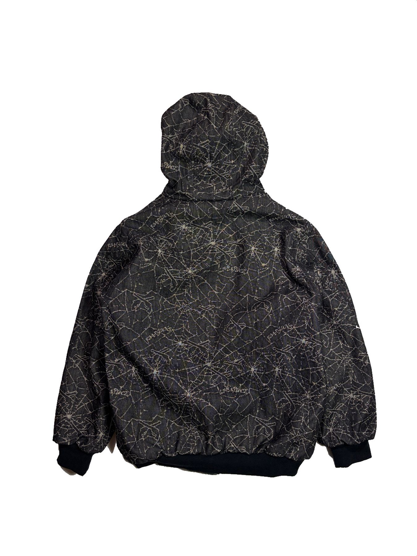 【予約品 3月9日(月) 18:00 締切】SPIDER JAQ HOODIE / リバーシブル スパイダー ジャガード ジップフーディ / ブラック