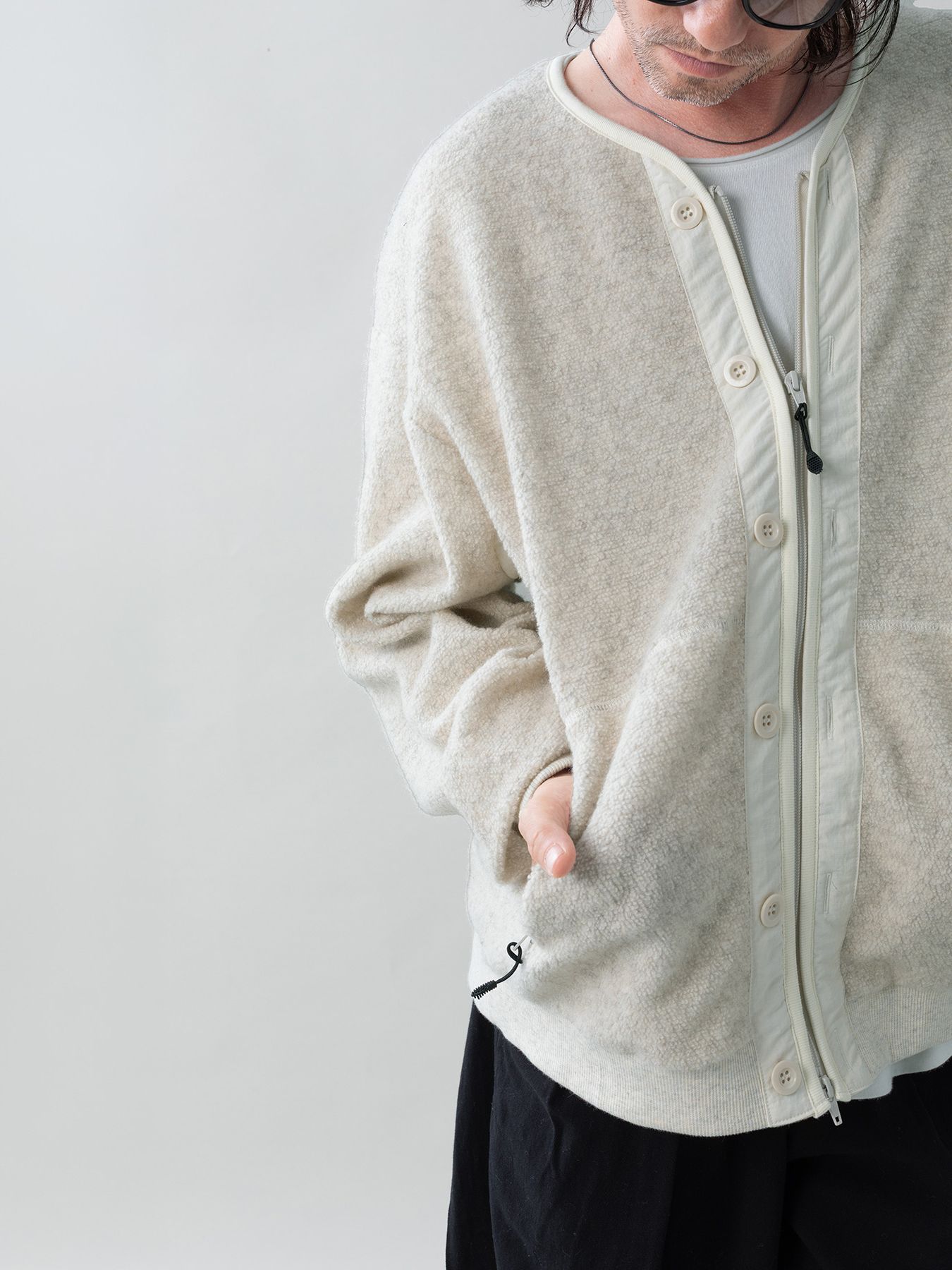 【予約品 5月27日(水) 締切】WOOLBOA-LINERJACKET / ウールボアブルゾン / 杢アイボリー