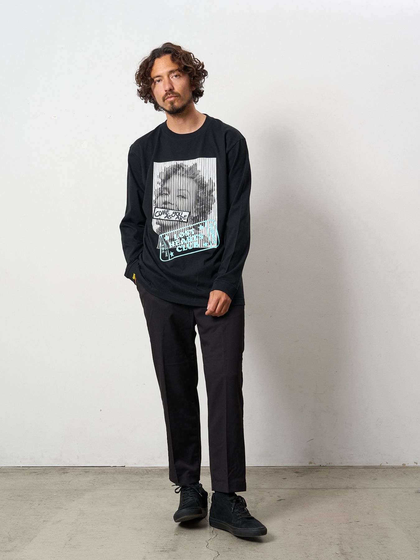 【予約品 5月8日(木) AM10時 締切】 5.6ozコットン天竺 LOST HEARTS シークインLS Tシャツ / ブラック