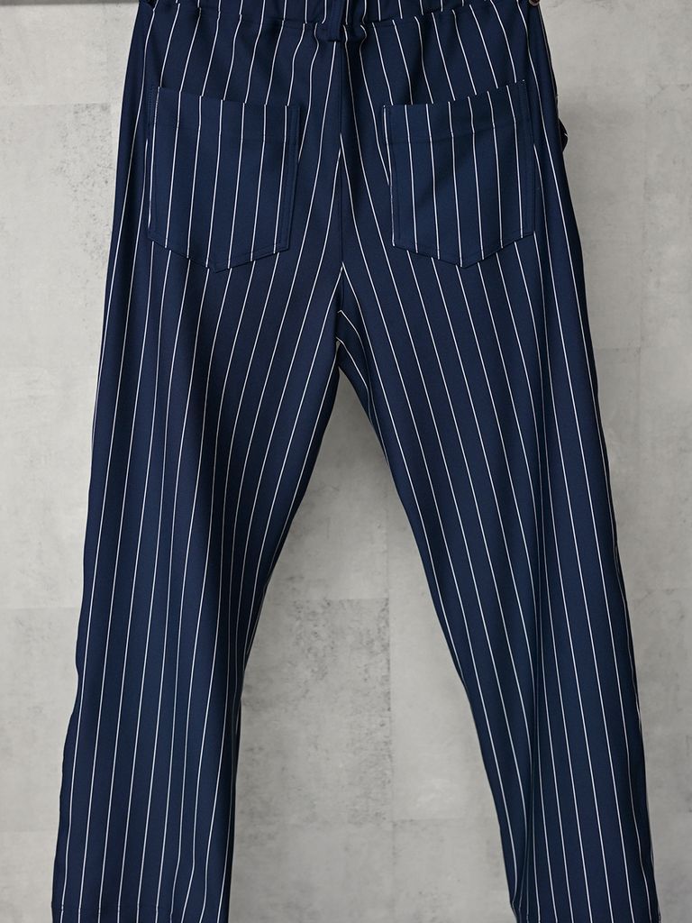 《予約品》 CHRIS EASY WIDE TUCK PANTS  / ワイドタックパンツ / ネイビー・ストライプ