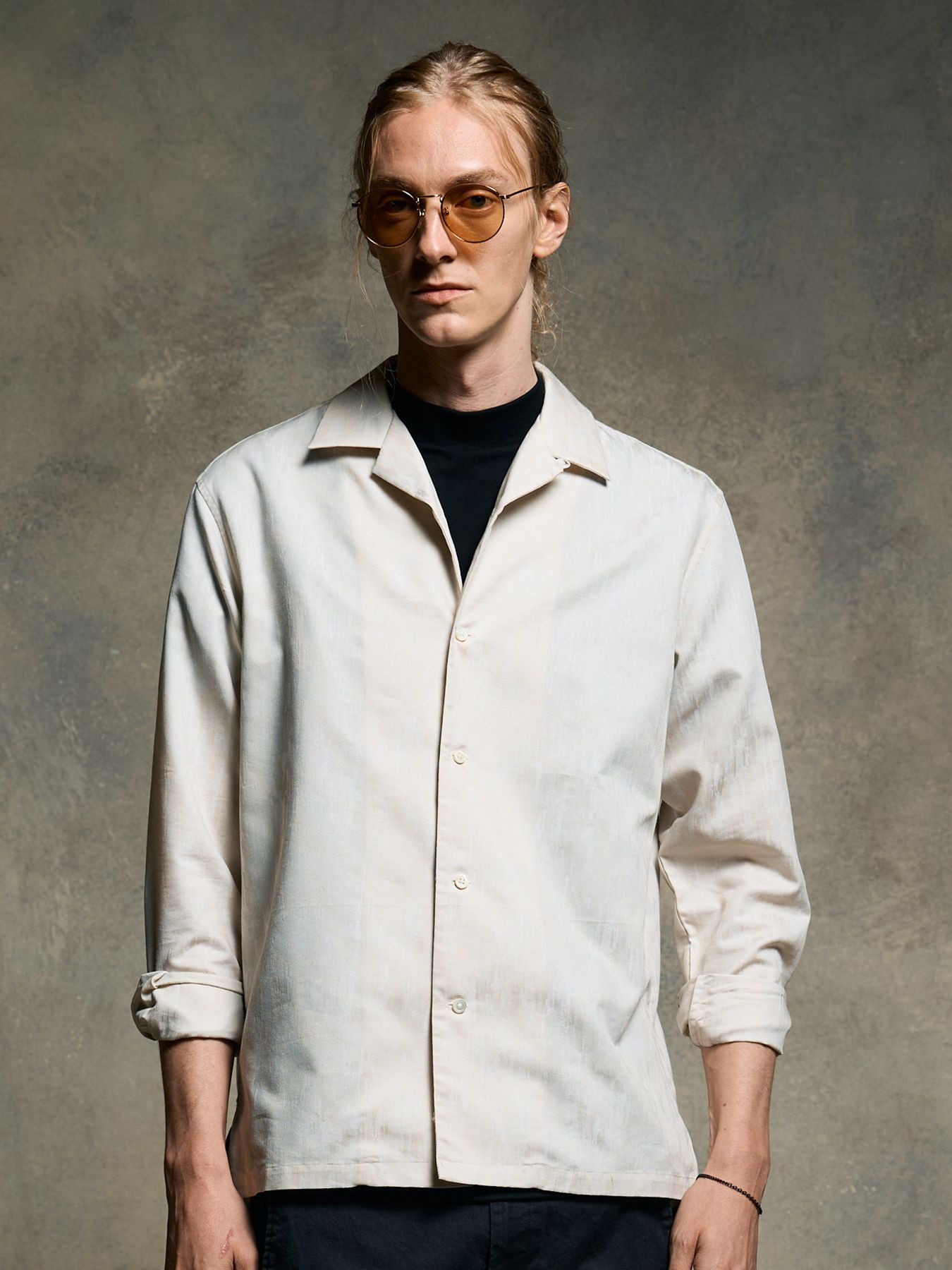 【予約品 9月23日(火) 締切】jacquard open collar shirt / ジャガード オープンカラーシャツ / アイボリー