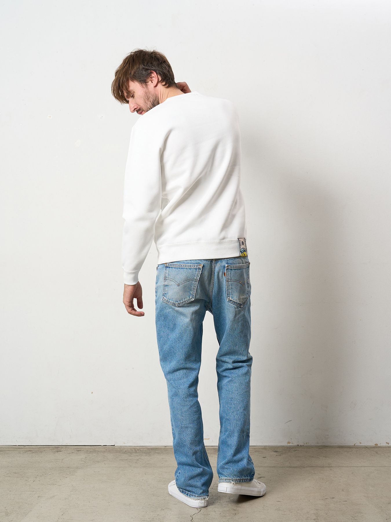 【予約品 5月8日(木) AM10時 締切】 TC裏毛起毛 YOU GOT THIS マルチパッチワークスウェットシャツ / ホワイト