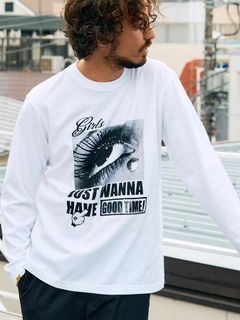 【予約品 5月8日(木) AM10時 締切】 5.6ozコットン天竺JUST WANNA HAVE FUNSシークイン LS Tシャツ / ホワイト