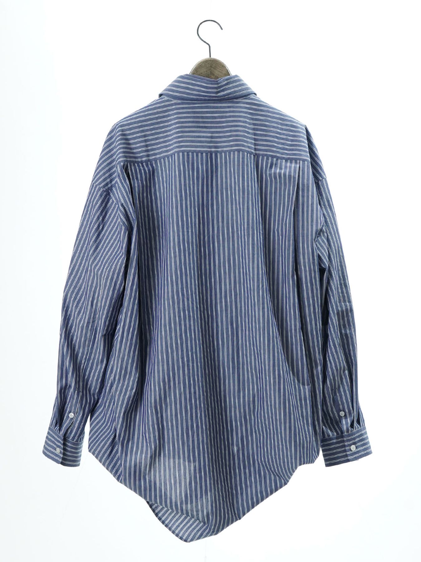 【予約品 10月26日(日) 締切】DOUBLESHIRT / レイヤード ストライプシャツ / NAVY.st