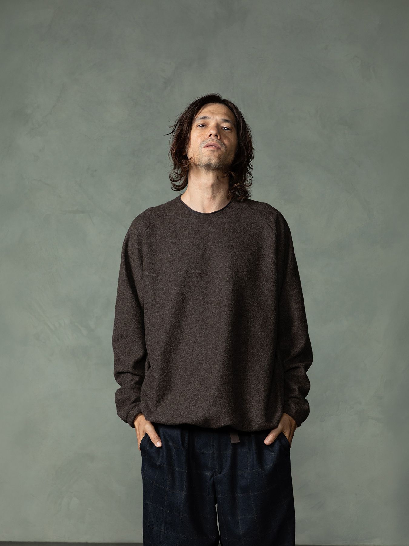 【予約品 7月5日(日) 締切】KNAP TOP / ブークレーウールTシャツ / 杢ブラウン