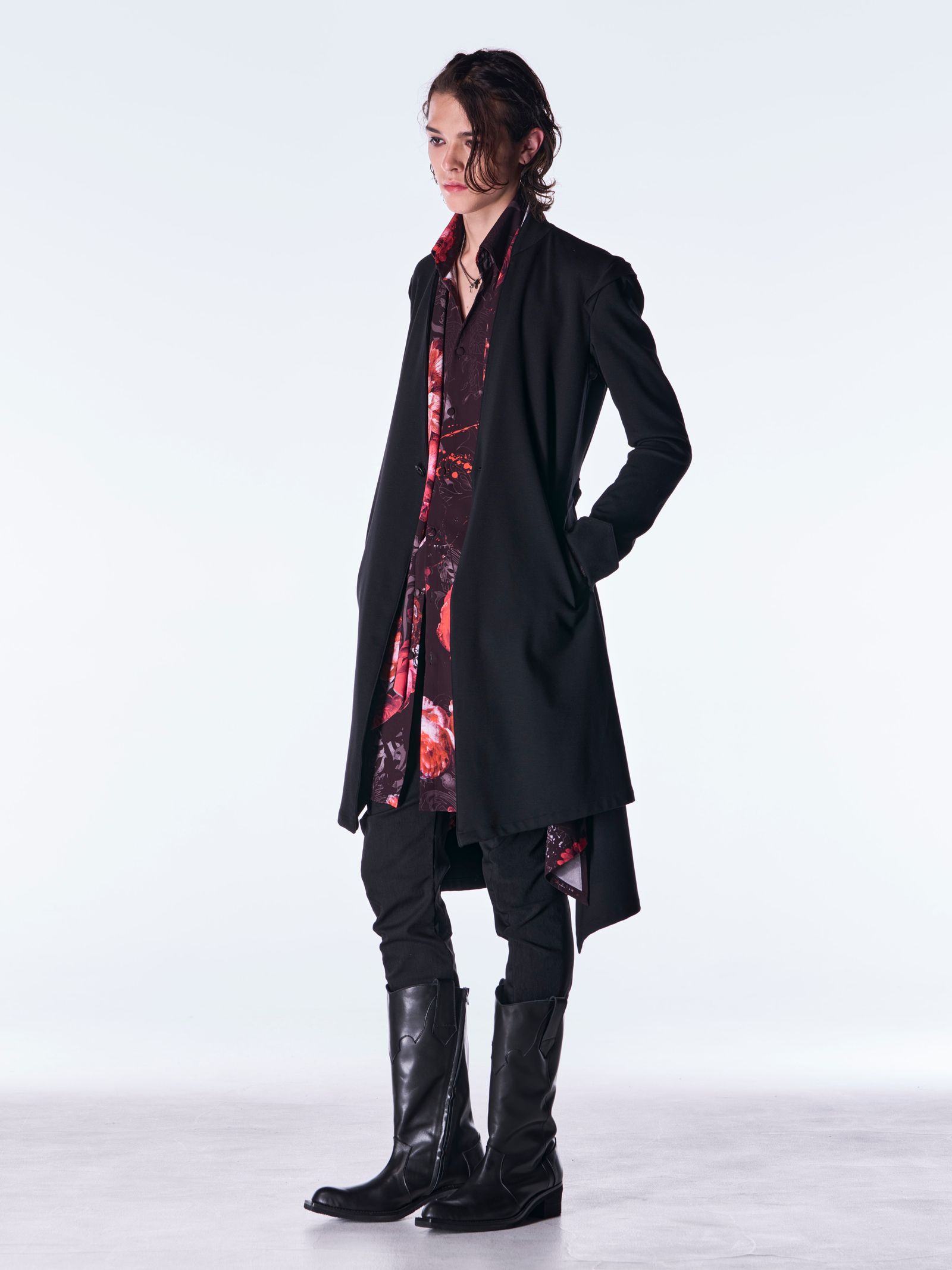 【予約品 6月29日(月) 締切】Goth Flora Flare Shirt / フレアシャツ / ブラック