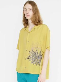 開襟刺繍シャツYellow 【71MICHAEL】