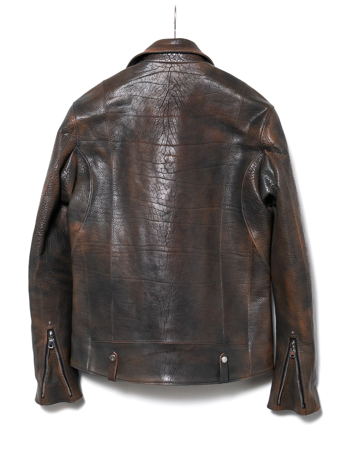 【予約品 10月12日(日) 締切】Full Vegetable Tanned Italian Double Shoulder Steer Hide Garment Burning Dyed Double Riders / イタリアンダブルショルダー燃焼製品染めダブルライダース / HI-FLYER