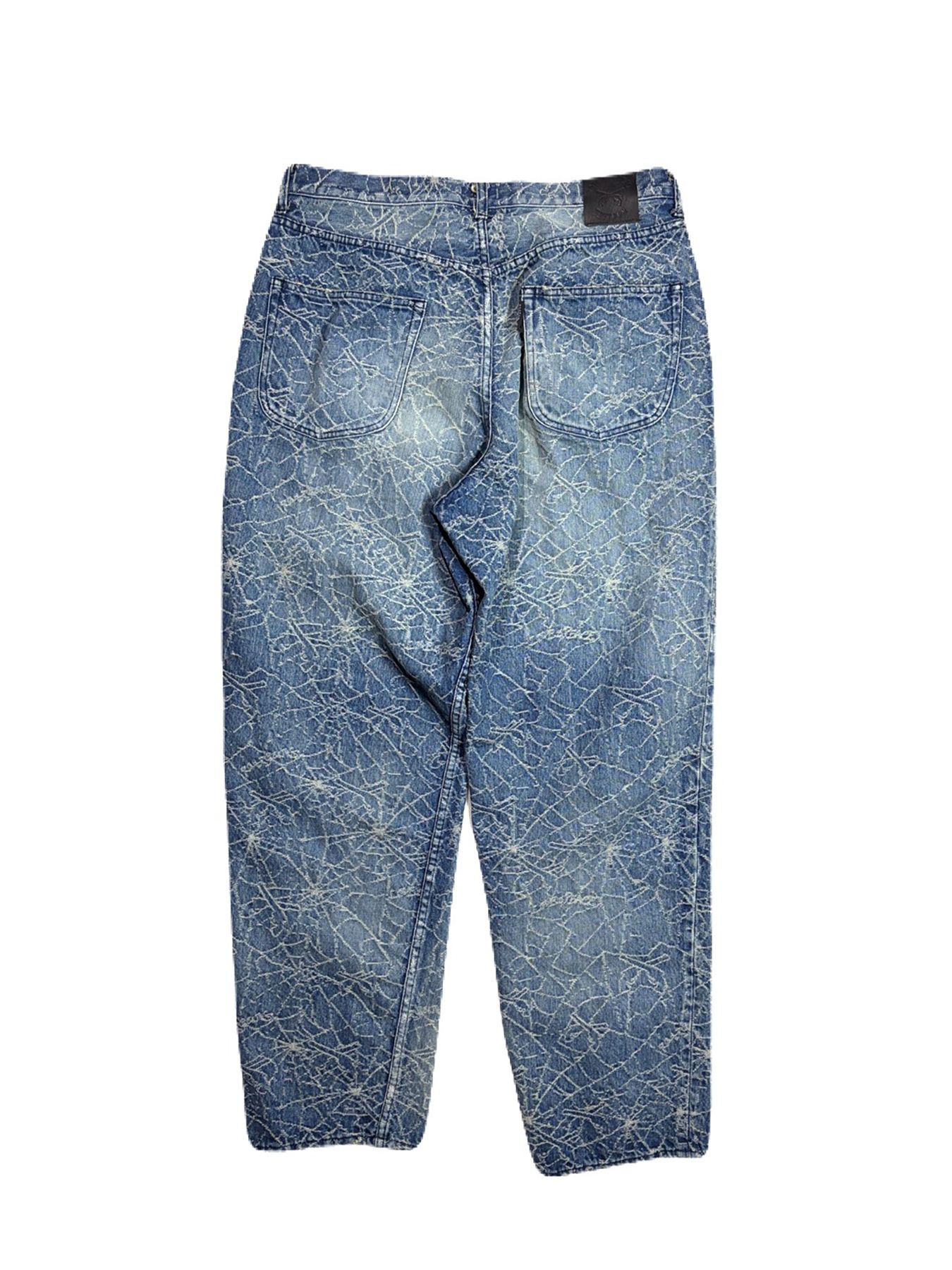 【予約品 3月9日(月) 18:00 締切】SPIDER JAQ DENIM PT / スパイダー ジャガード デニム パンツ / ブルー