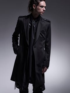 【予約品 7月13日(日) 締切】Epaulet Peaked Long Jacket / エポーレット ピークドラペル ロングジャケット / ブラック