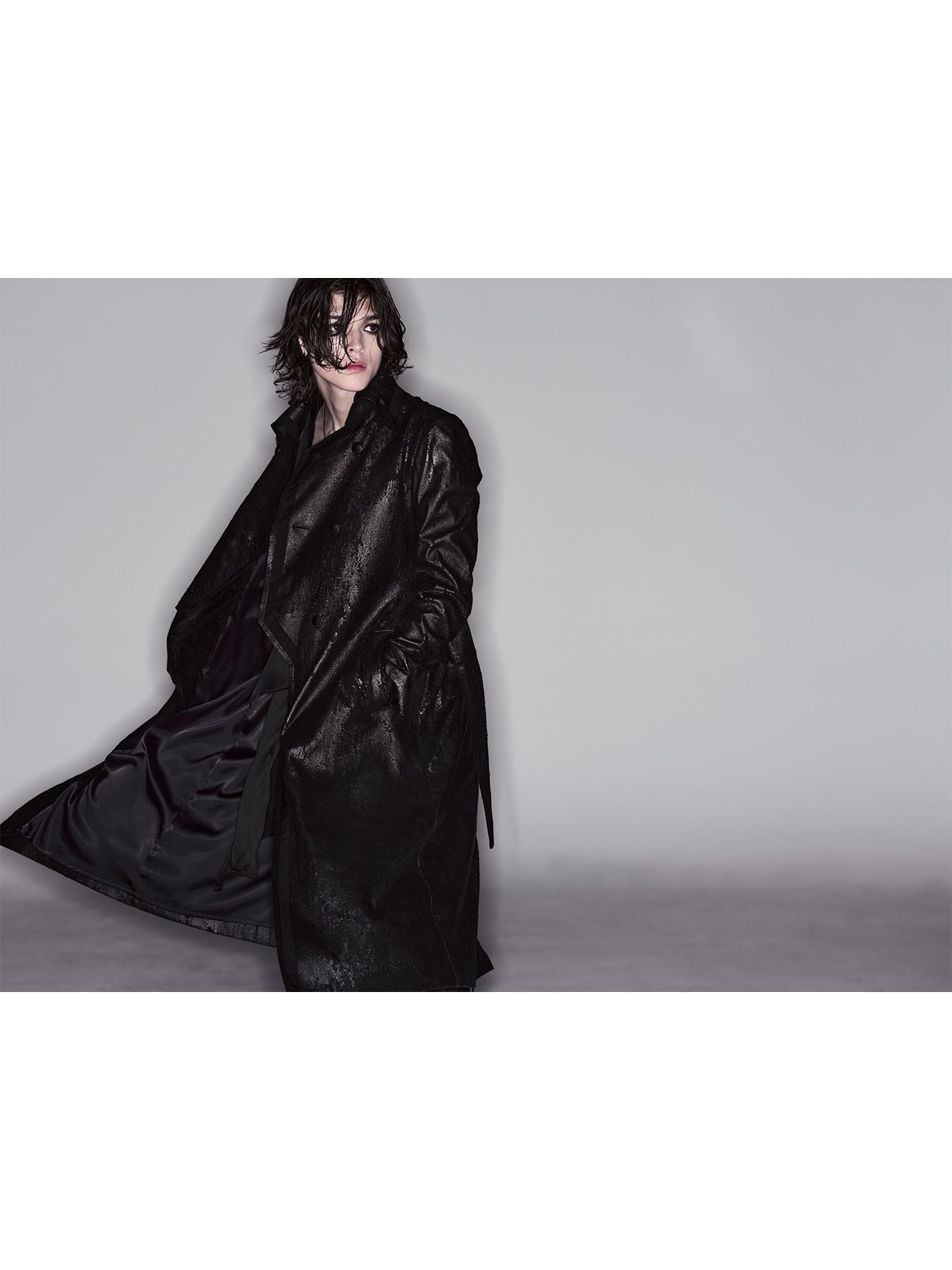 【予約品 6月29日(月) 締切】Cross Dot Fleece Long Napoleon Coat / ロング ナポレオンコート / ブラック