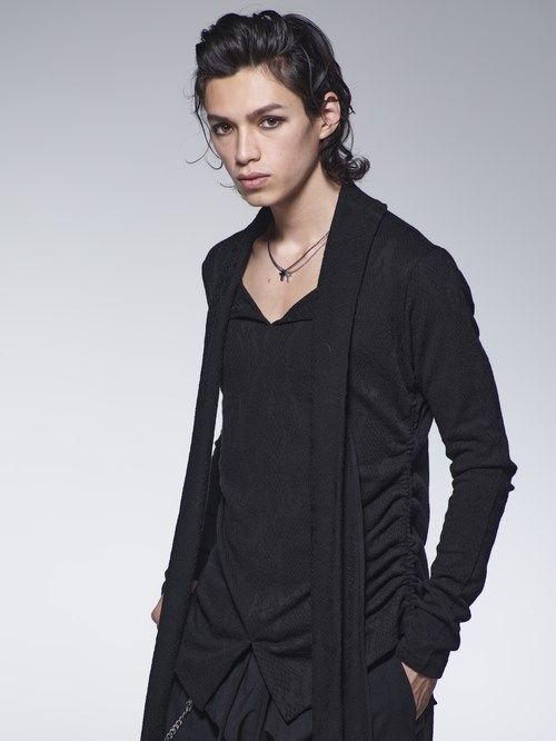 《予約品》 StoalSideShirringT-Shirt /ストール付きサイドシャーリング Tシャツ / ブラック 【kiryuyrik】 9月以降入荷予定