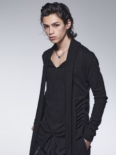 《予約品》 StoalSideShirringT-Shirt /ストール付きサイドシャーリング Tシャツ / ブラック 【kiryuyrik】 9月以降入荷予定