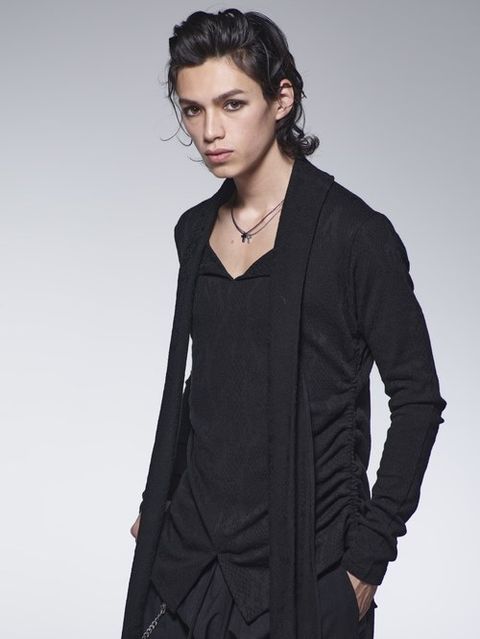 《予約品》 StoalSideShirringT-Shirt /ストール付きサイドシャーリング Tシャツ / ブラック 【kiryuyrik】 9月以降入荷予定
