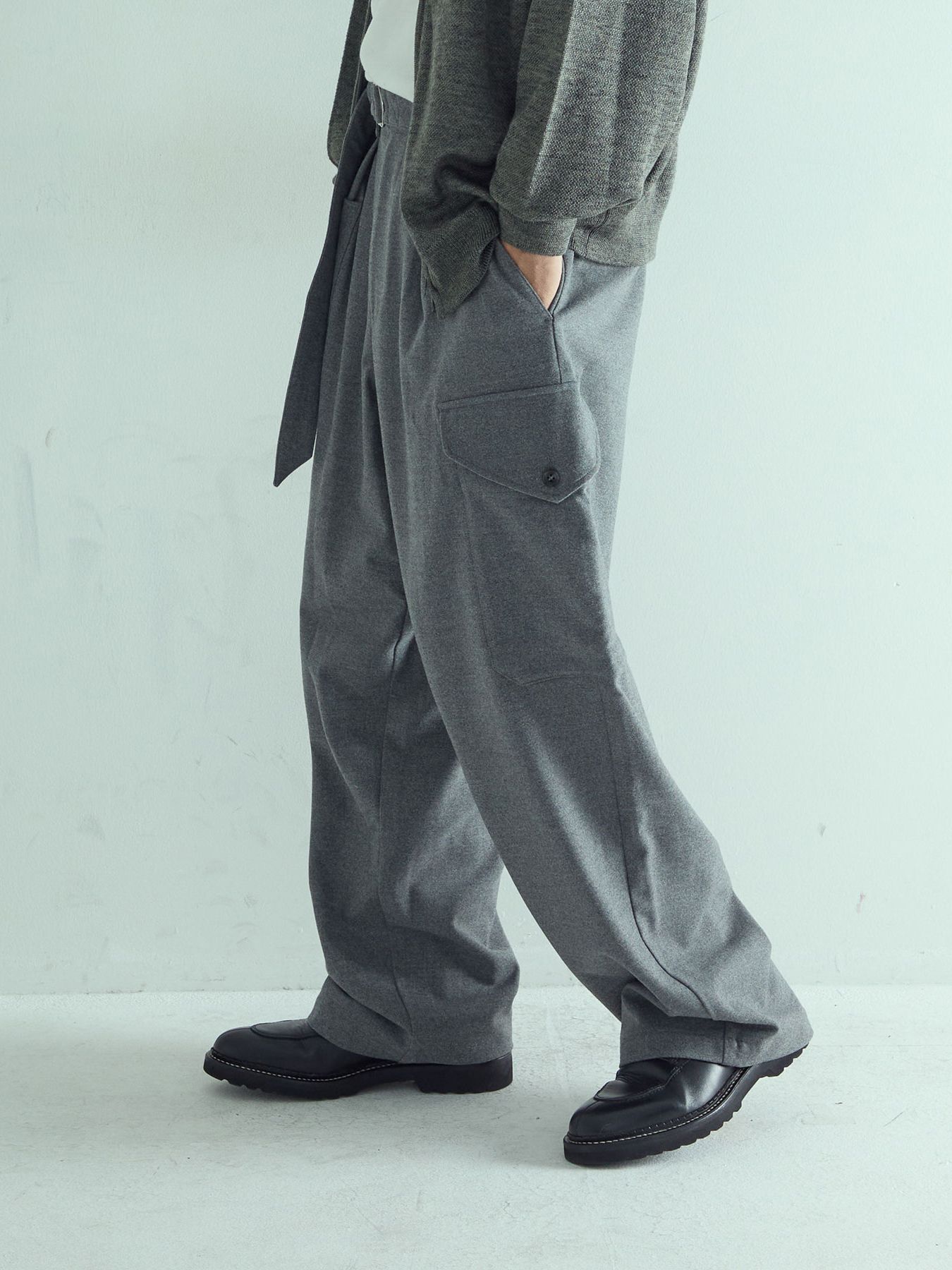 【予約品 】WOOLPILOTPANTS / ウールミリタリーパンツ / 杢ライトグレー